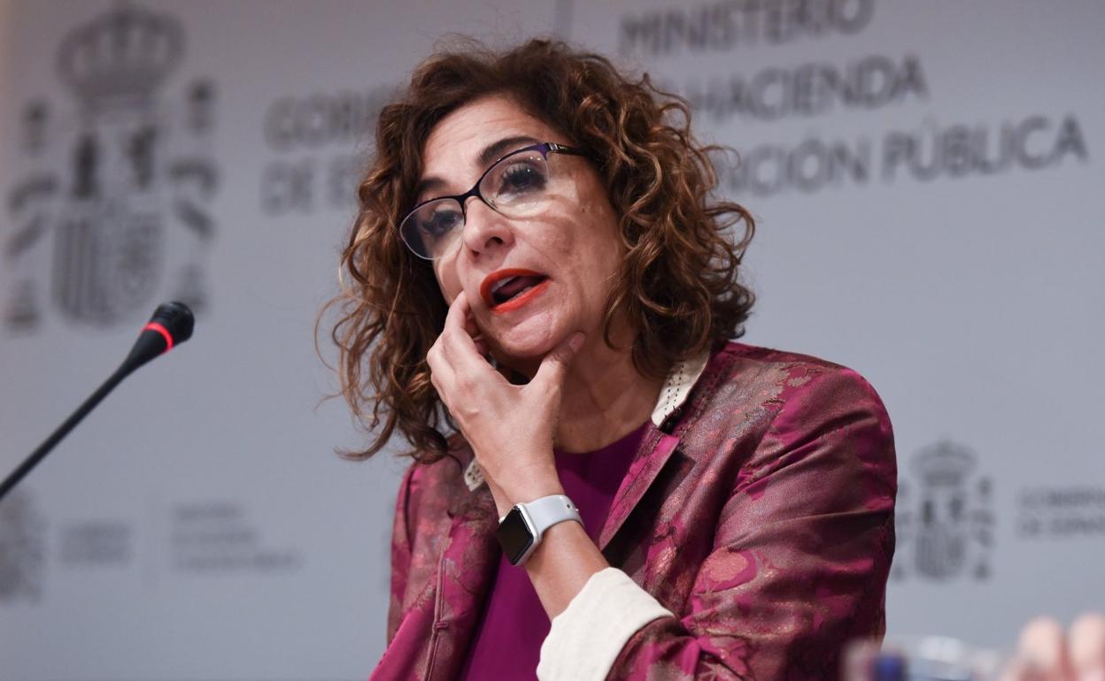 La ministra de Hacienda, María Jesús Montero, ayer en Madrid en la presentación de las medidas fiscales. 