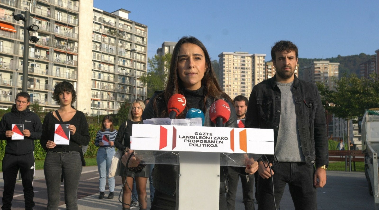 Rueda de prensa de GKS este viernes en Donostia.