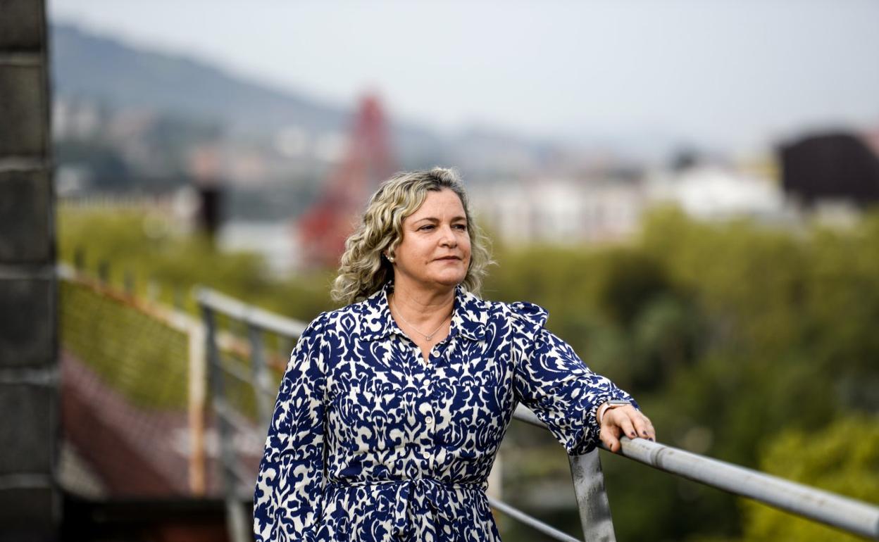 La actual presidenta de Confebask, Isabel Busto, durante la entrevista en Bilbao. 