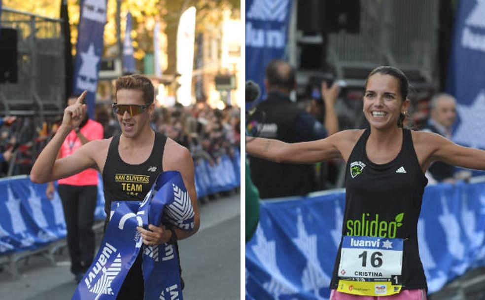 Nan Oliveras y Cristina Silva tras llegar a la meta del Boulevard donostiarra. 
