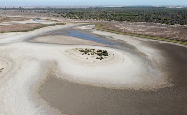 La laguna de Santa Olalla, del Parque Nacional de Doñana, seca.