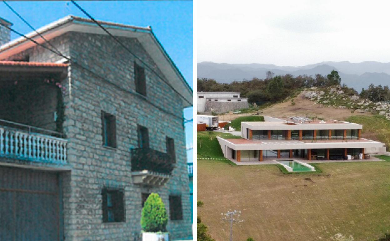 El caserío expropiado en Martutente y el chalet con piscina y vistas al mar que se ha construido en Igeldo.