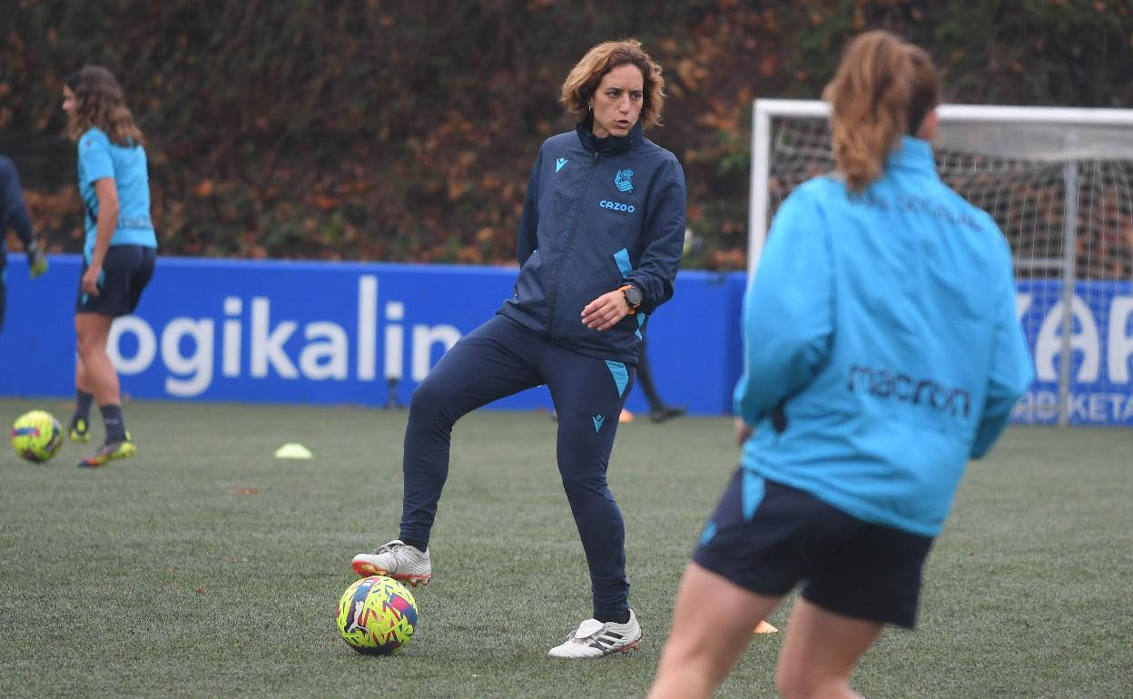 Natalia Arroyo durante un entrenamiento esta semana en Zubieta 