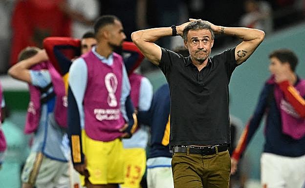 Luis Enrique, después de la tanda de penaltis contra Marruecos.