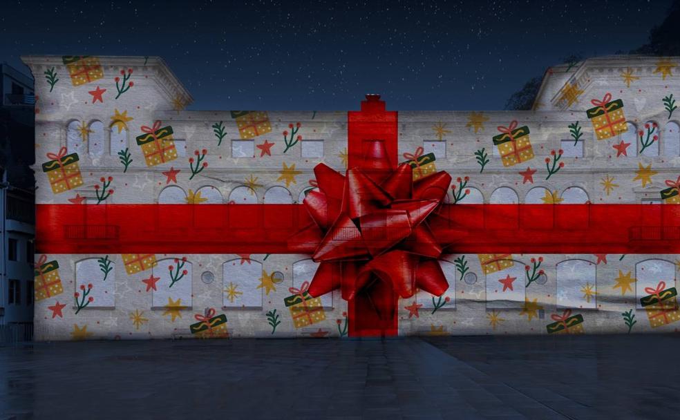 Reproducción de una de las imágenes preparadas para el 'videomapping' de la fachada de San Telmo. 