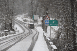 Estampa invernal este lunes en Berastegi.