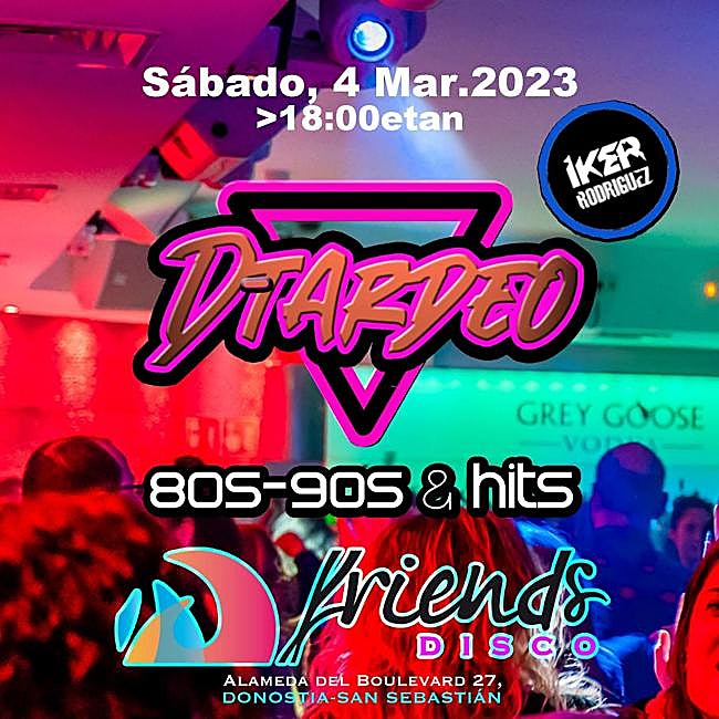Cartel de la fiesta de este sábado en la discoteca Friends de San Sebastián.