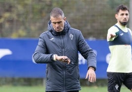 Garitano en un entrenamiento en Atxabalpe.