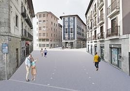 La plaza, con prioridad peatonal y nuevo pavimento.