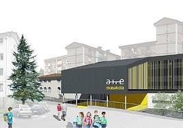 Infografía del nuevo edificio de ampliación de la Herri Eskola de Arrasate.