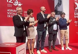 Asensio, Tellería, Iraola, Cerdán y Andueza, en el acto celebrado este sábado en Eibar.