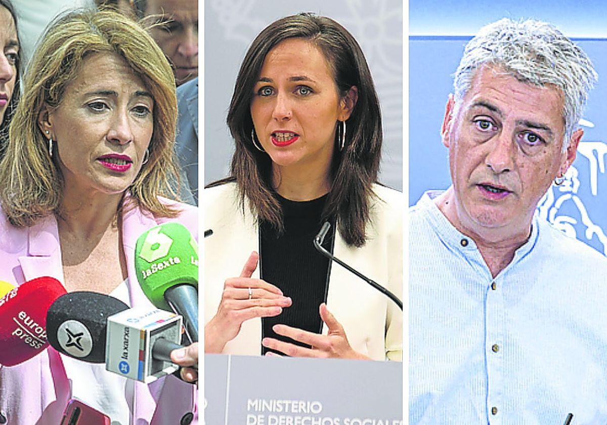 Protagonistas del acuerdo. Raquel Sánchez (PSOE), Ione Belarra (Podemos), Oskar Matute (EH Bildu) y Pilar Vallugera (ERC).