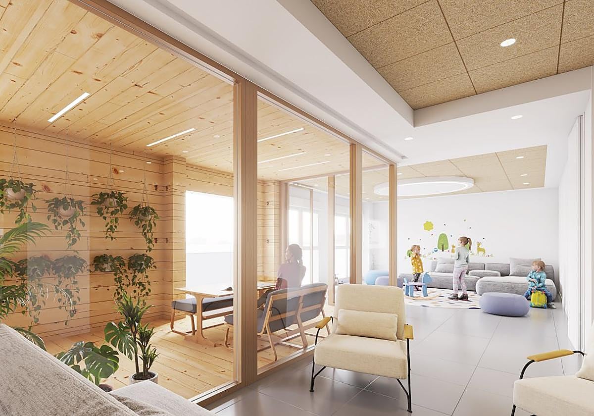 Fotomontaje de la zona de niños del nuevo centro, que contará con una terraza interna.