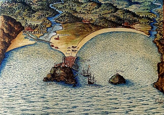 El puerto de Donostia según el Atlas de Pedro Texeira de 1643.