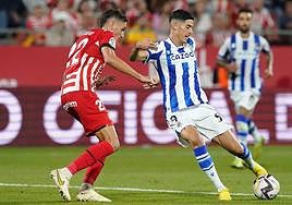 Carlos Fernández, en el partido de la primera vuelta ante el Girona.