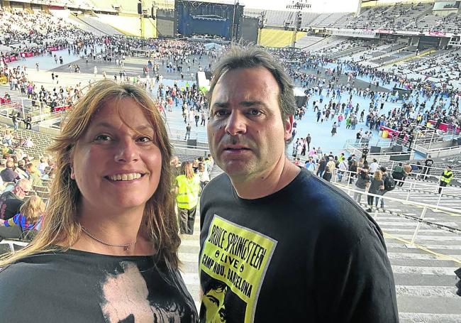 Los donostiarras Amaia Nuin y Alberto Sayalero, antes del concierto.