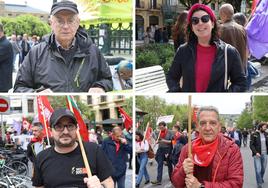 Varios de los participantes en las manifestaciones del 1-M en Donostia.