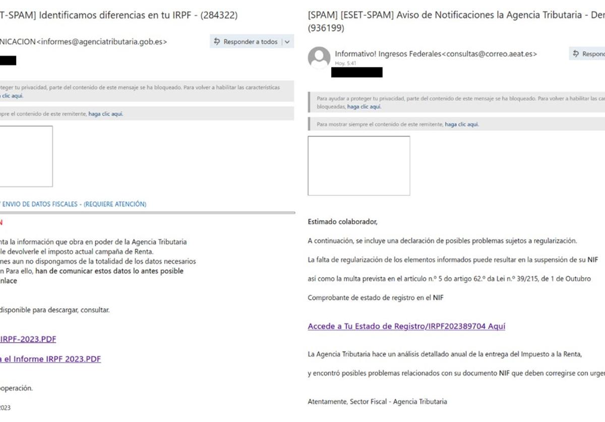 Mails fraudulentos enviados a los usuarios con motivo de la declaración de la Renta.