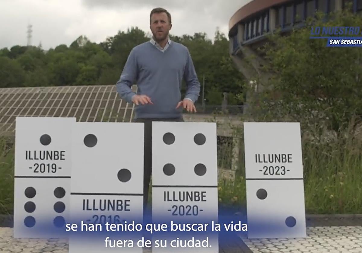 Borja Corominas explica el proyecto que tiene con Illunbe mediante fichas de dominó.