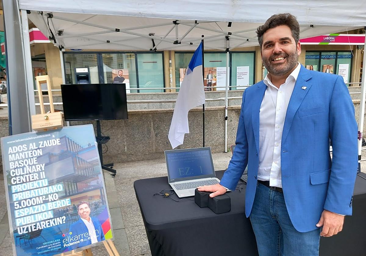 Víctor Lasa, candidato a la alcaldía de Donostia, en el acto.
