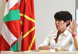 Maddalen Iriarte en la sede de EH Bildu de Donostia.