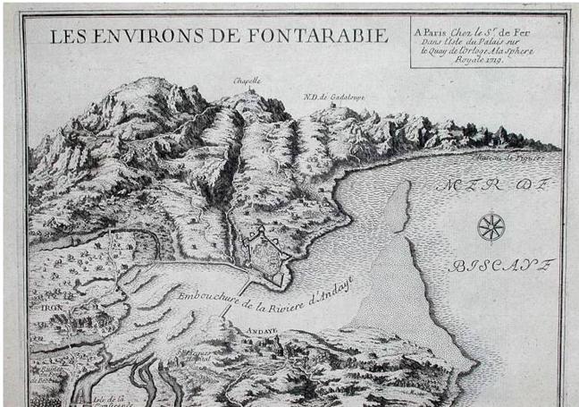 Mapa de la frontera entre Francia y España a finales del siglo XVI.