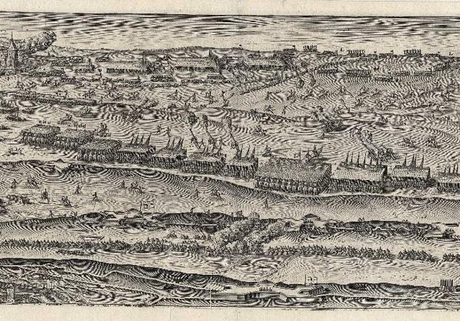 Grabado del sitio de Amiens en 1597.