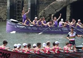Los remeros de la Libia, celebrando el éxito de este domingo.