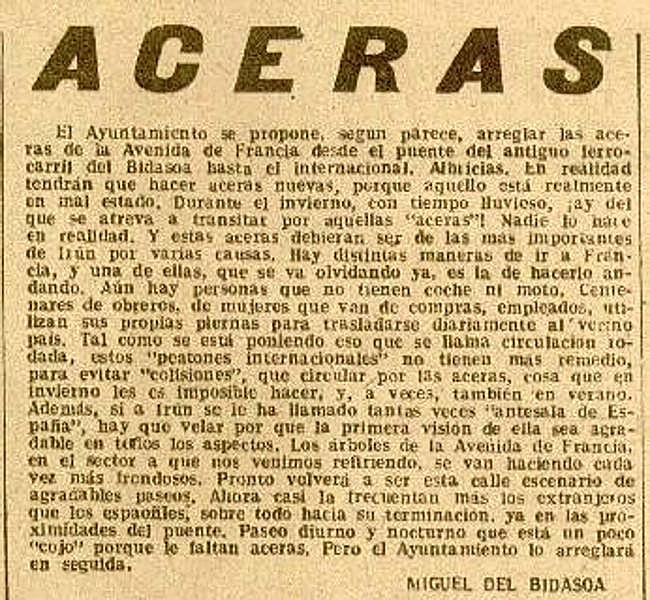 En la edición del 8 de agosto de 1959 se publicó este comentario de Miguel del Bidasoa.