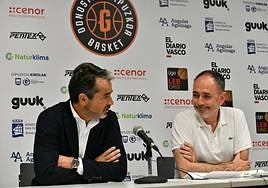 Ignacio Núñez y Aitor Uriondo, esta mañana en la sala de prensa de Illunbe.