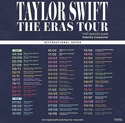 Cartel oficial del Tour de Taylor Swift