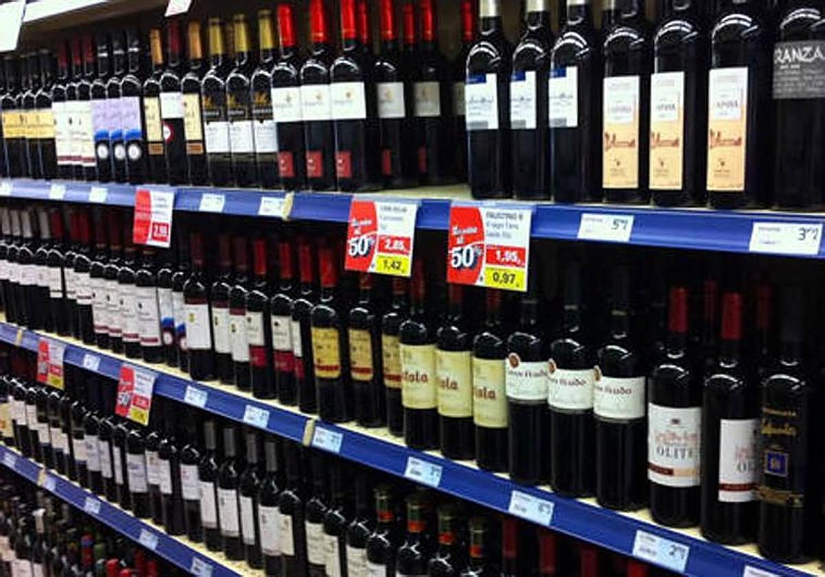Lineal de vino en una gran superficie