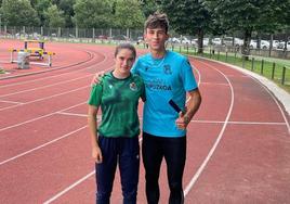 Madariaga y Calbano, en el Miniestadio tras batir los récords.