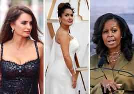 Las actrices Penélope Cruz y Salma Hayek y la exprimera dama de Estados Unidos, Michelle Obama.