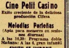 Primero y último anuncio del Petit Casino en la prensa local.
