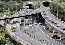 En el viaducto de la N-1 en Andoain ya han empezado a colocar la maquinaria para realizar los trabajos