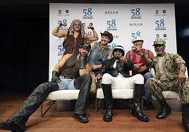 Village People esta mañana en el Victoria Eugenia.