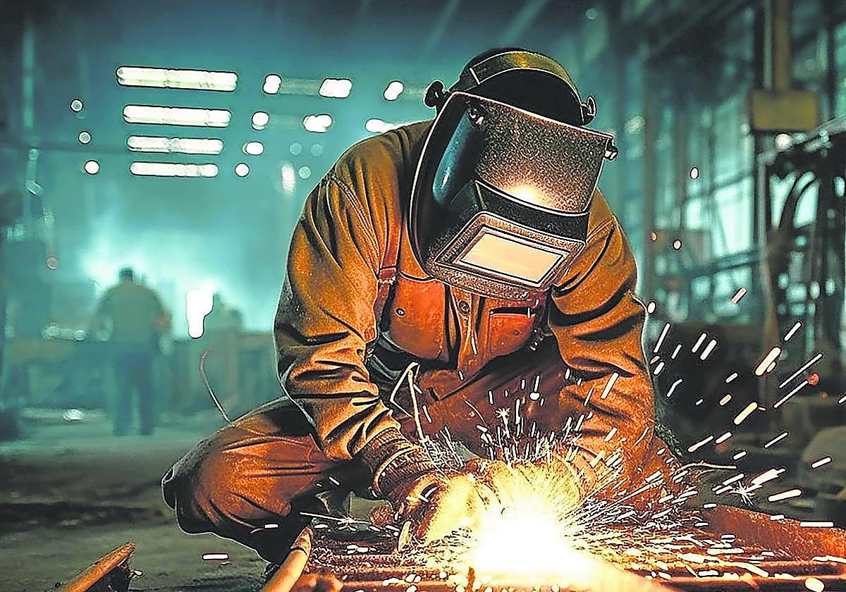 Un trabajador de una empresa manufacturera