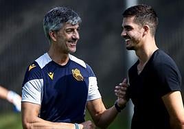 Imanol tuvo la ocasión de saludar ayer en Zubieta a André Silva, que no estará disponible para el sábado.