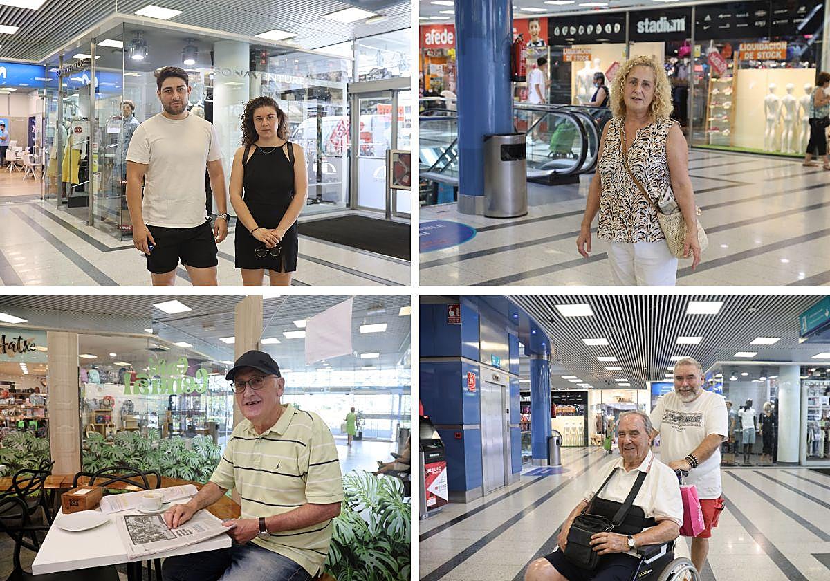 Vecinos del barrio de Amara y algún que otro turista se protegen del calor en el refugio climático del centro comercial de Arcco.