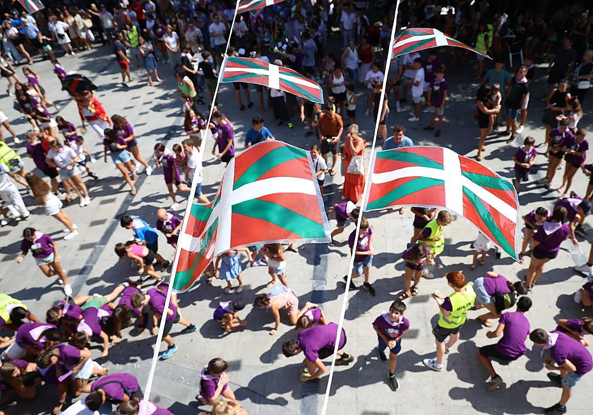 Las cuadrillas llenan la calle en el chupinazo de Ibarra