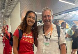 Ramón Cid junto a María Vicente esta semana en el Mundial de Atletismo celebrado en Budapest.