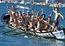 Getaria celebra la clasificación para La Bandera de La Concha lograda este jueves.