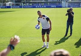 André Silva, durante su presentación en Zubieta.