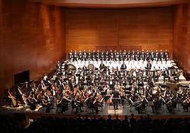Un momento del concierto de la Fundación Columbus este miércoles en el Auditorio Kursaal.
