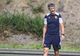Imanol Alguacil, durante un entrenamiento en Zubieta.
