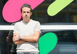 Peio Otxandiano en la sede donostiarra de EH Bildu.