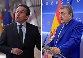 El ministro de Exterior, José Manuel Albares, y el portavoz del PNV en el Congreso, Aitor Esteban.
