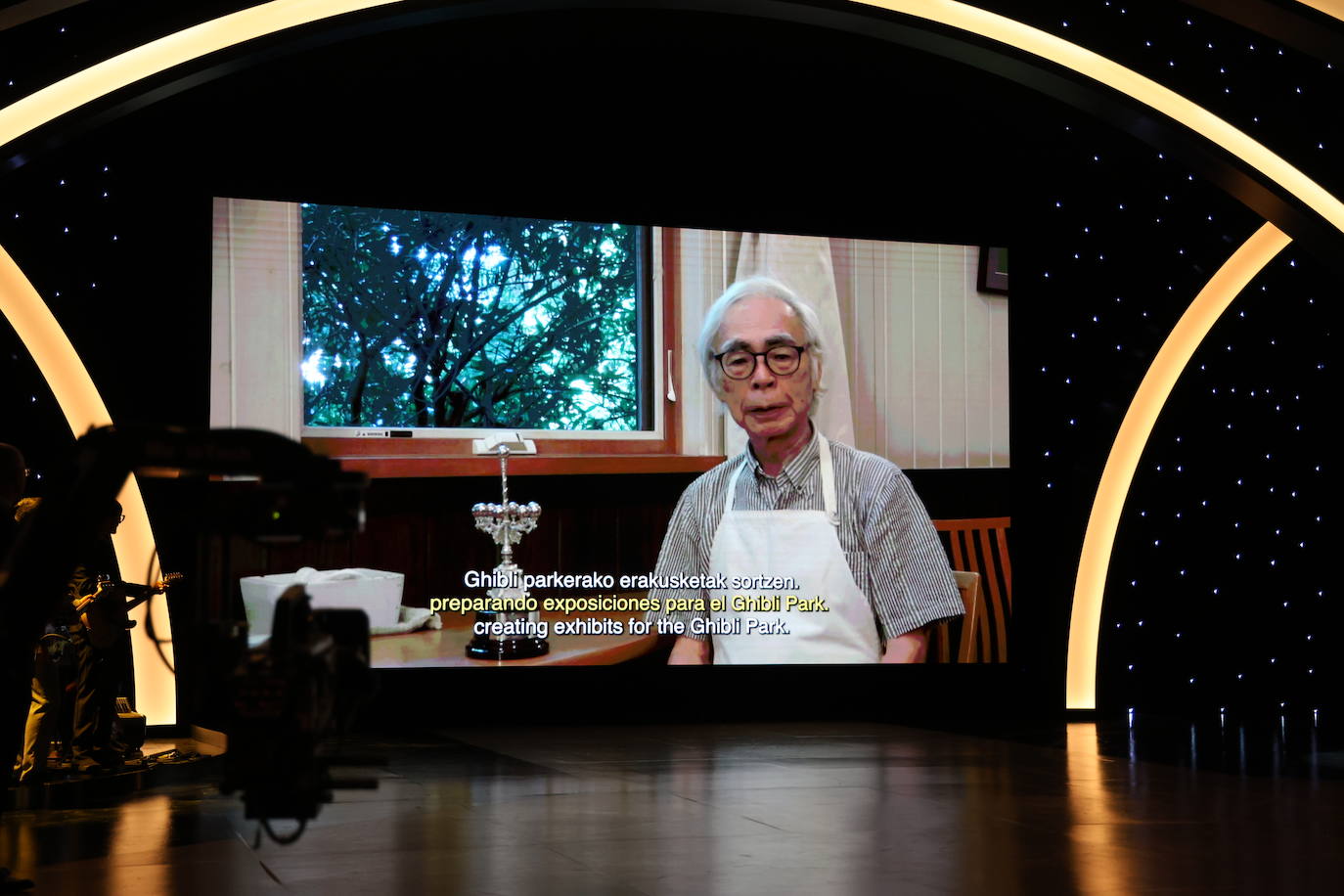 Hayao Miyazaki, con su Premio Donostia, en el mensaje en vídeo enviado al Festival.