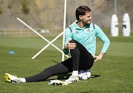 Remiro, en el transcurso de un entrenamiento en Zubieta.